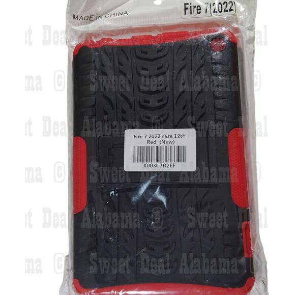 Tablet Case For Fire 7 (2022 12th Gen) Red/Black, w/ Reinforced Corners - Picture 4 of 4